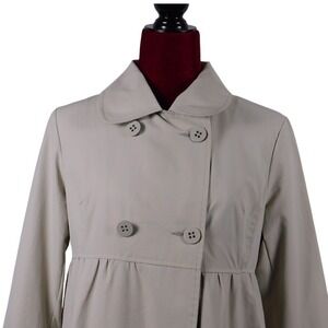 Bernardo Sz Sm Beige‎ Double Breasted Gathered Waist Trench Coat Rain Coat A51